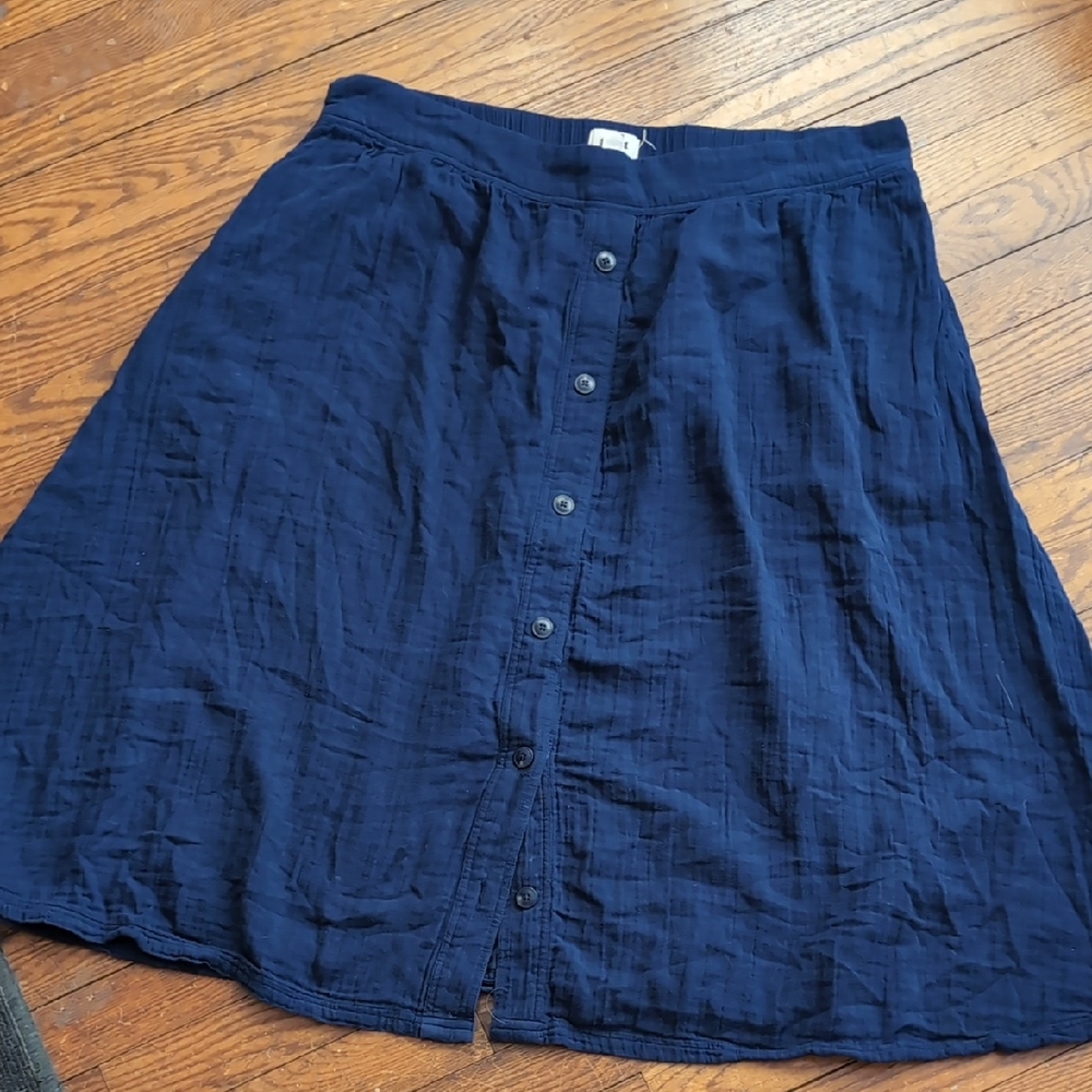 Pact Navy Blue Organic Cotton Midi Skirt